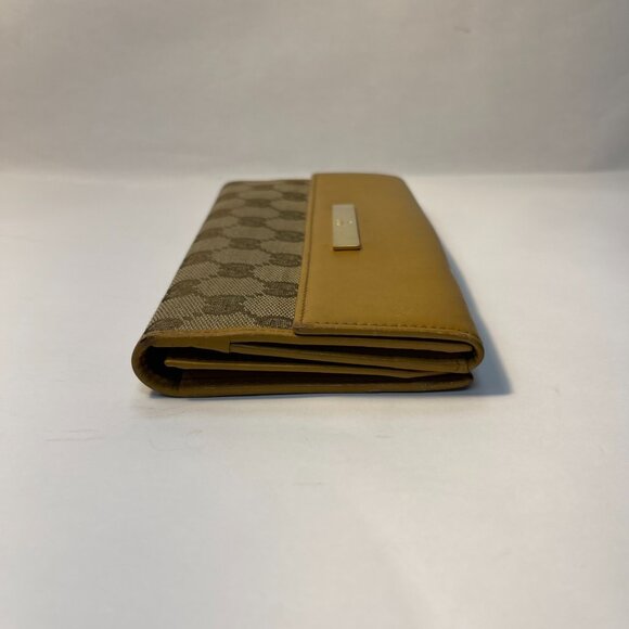 Gucci Vintage Leather and Canvas Double Hook Long Wallet - Preowned - Picture 5 of 15